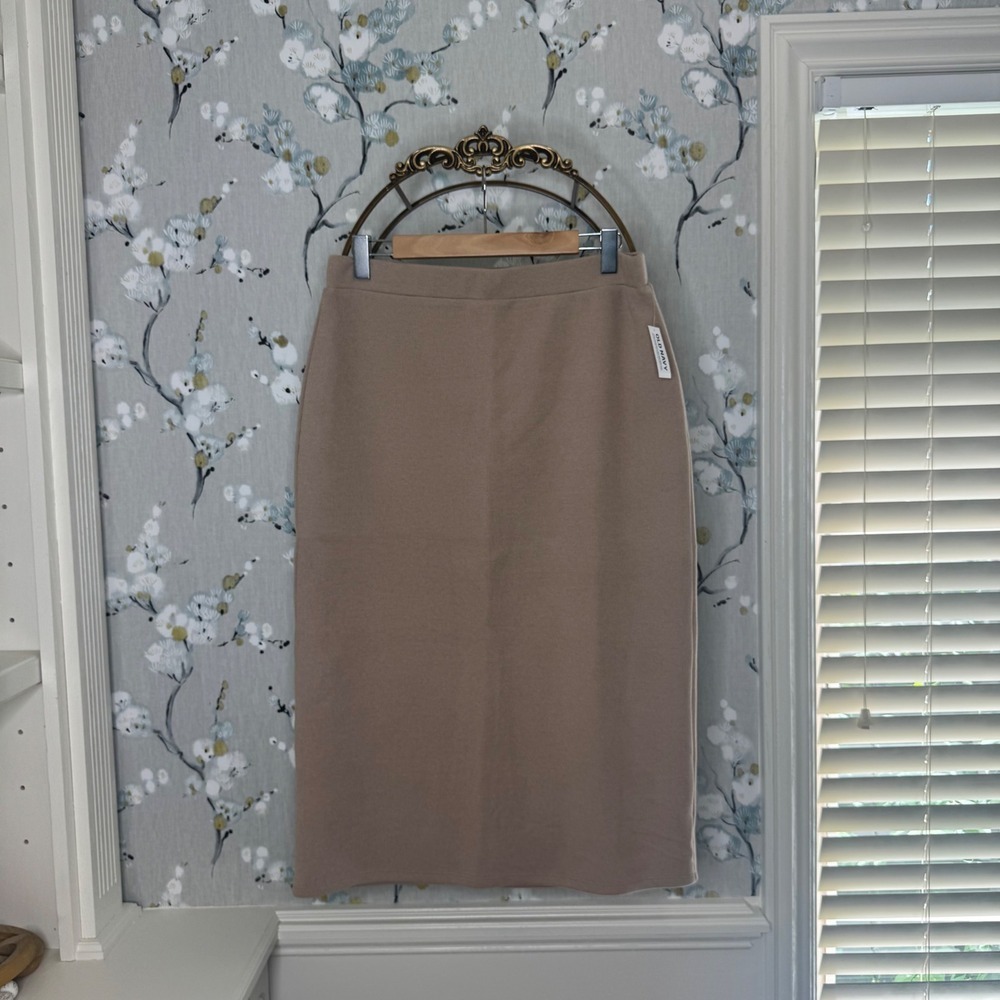 Old Navy Womens Tan Beige Sweater Knit Midi Pencil Skirt Size L NWT 812897-02-1
